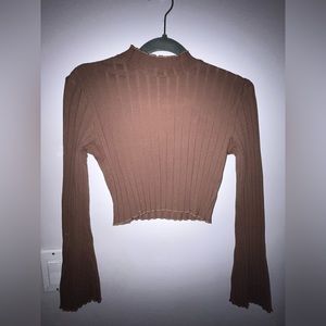Brown Long Sleeve Crop Top